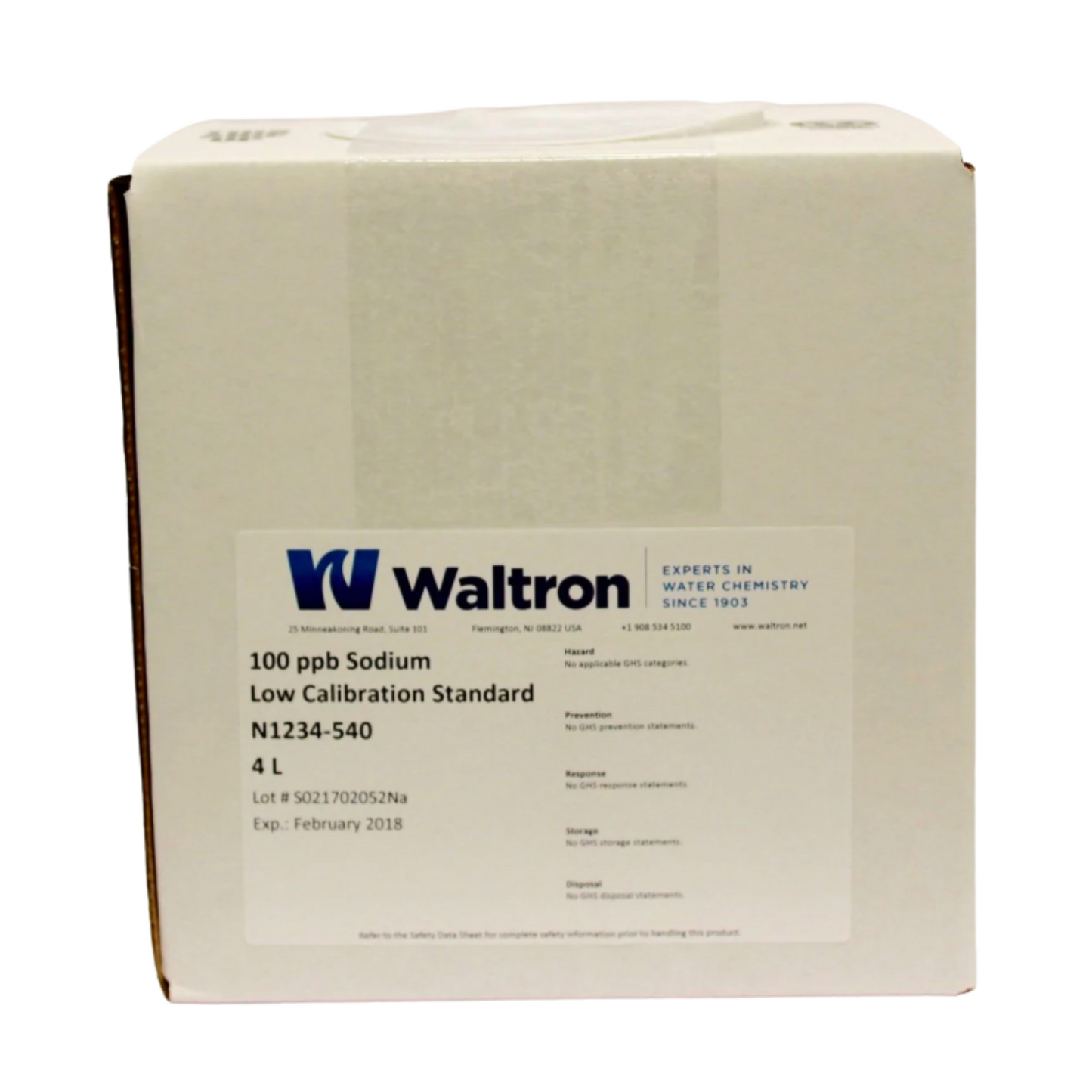 Sodium Low Calibration Standard, 100Ppb, 1 Gal/4L Cube