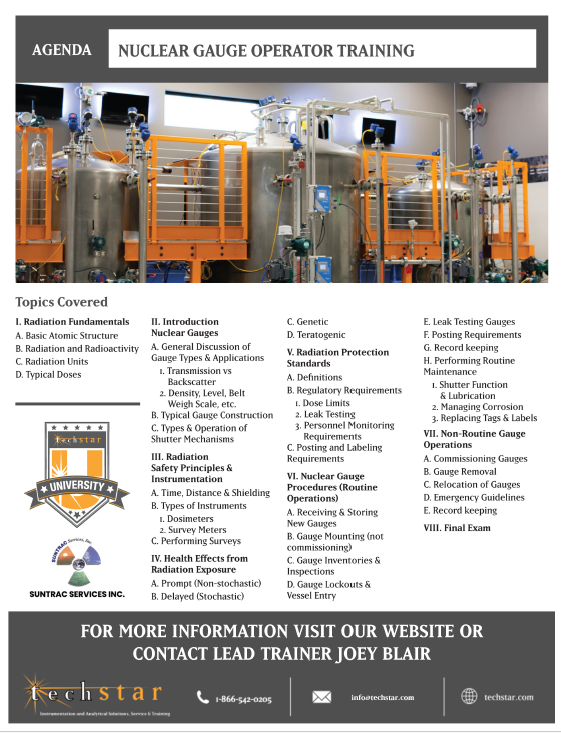 Nuclear Gauge Operator Training - Deer Park (Houston), TX - October, 8 2026